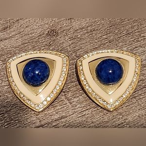 Vintage ✨ Christian Dior ✨ Gold Plated Crystal Enamel Gripoix Glass Clip Earring